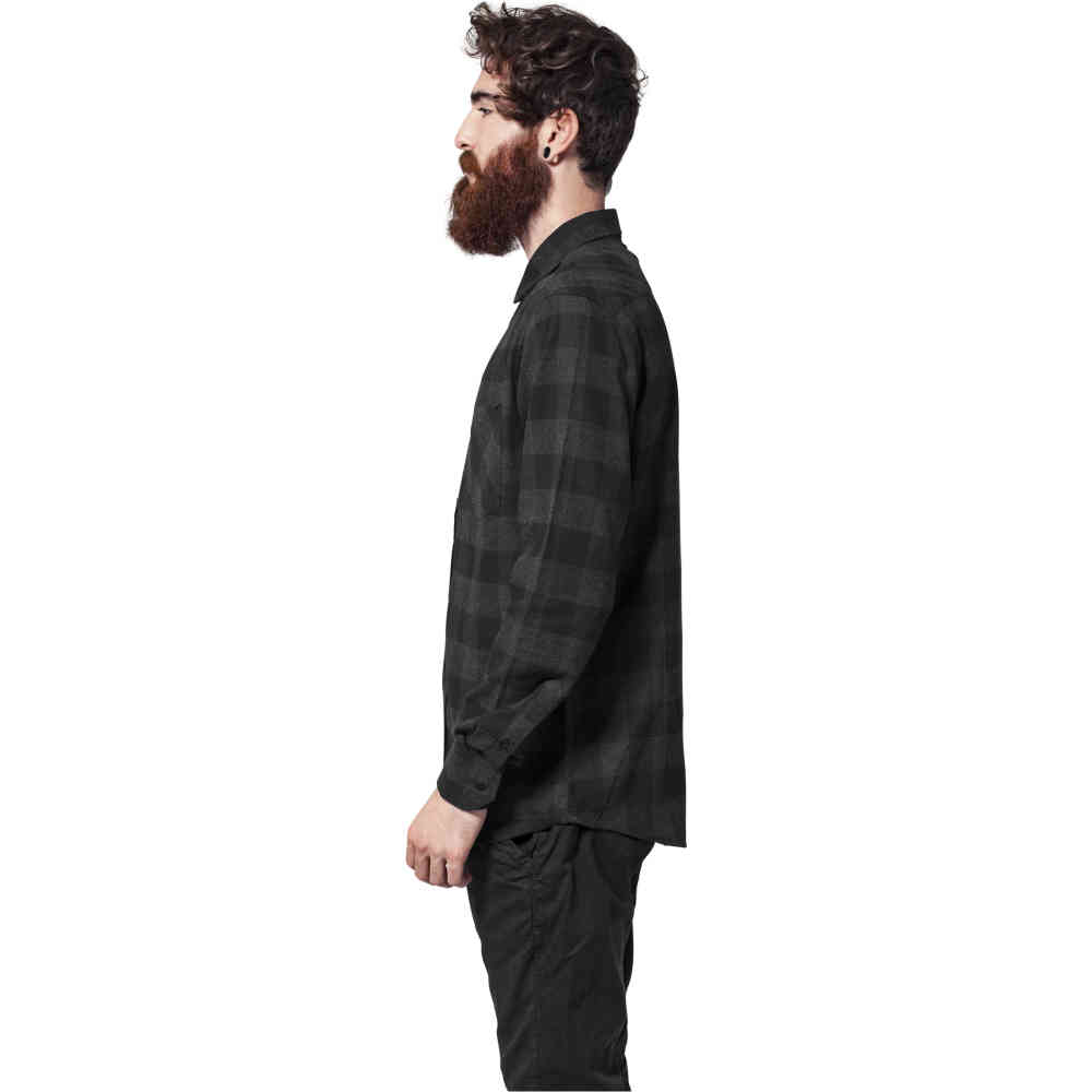 Urban Classics - Checked Flanell Chemisier - Noir/Gris